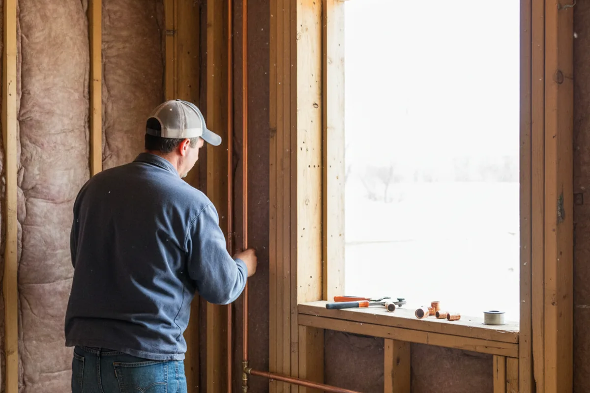 Licensed plumber running new copper supply lines in a Columbia City home