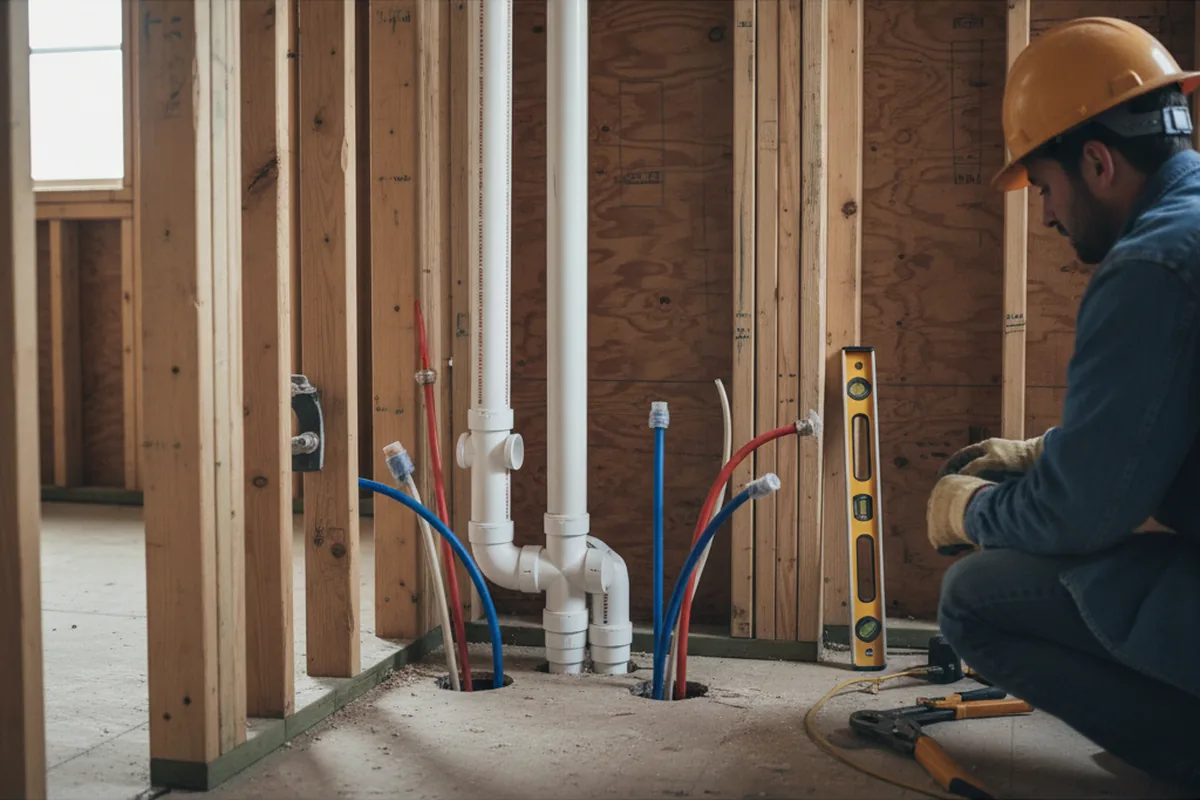 Drain and supply rough-in during Drain Cleaning in Columbia City